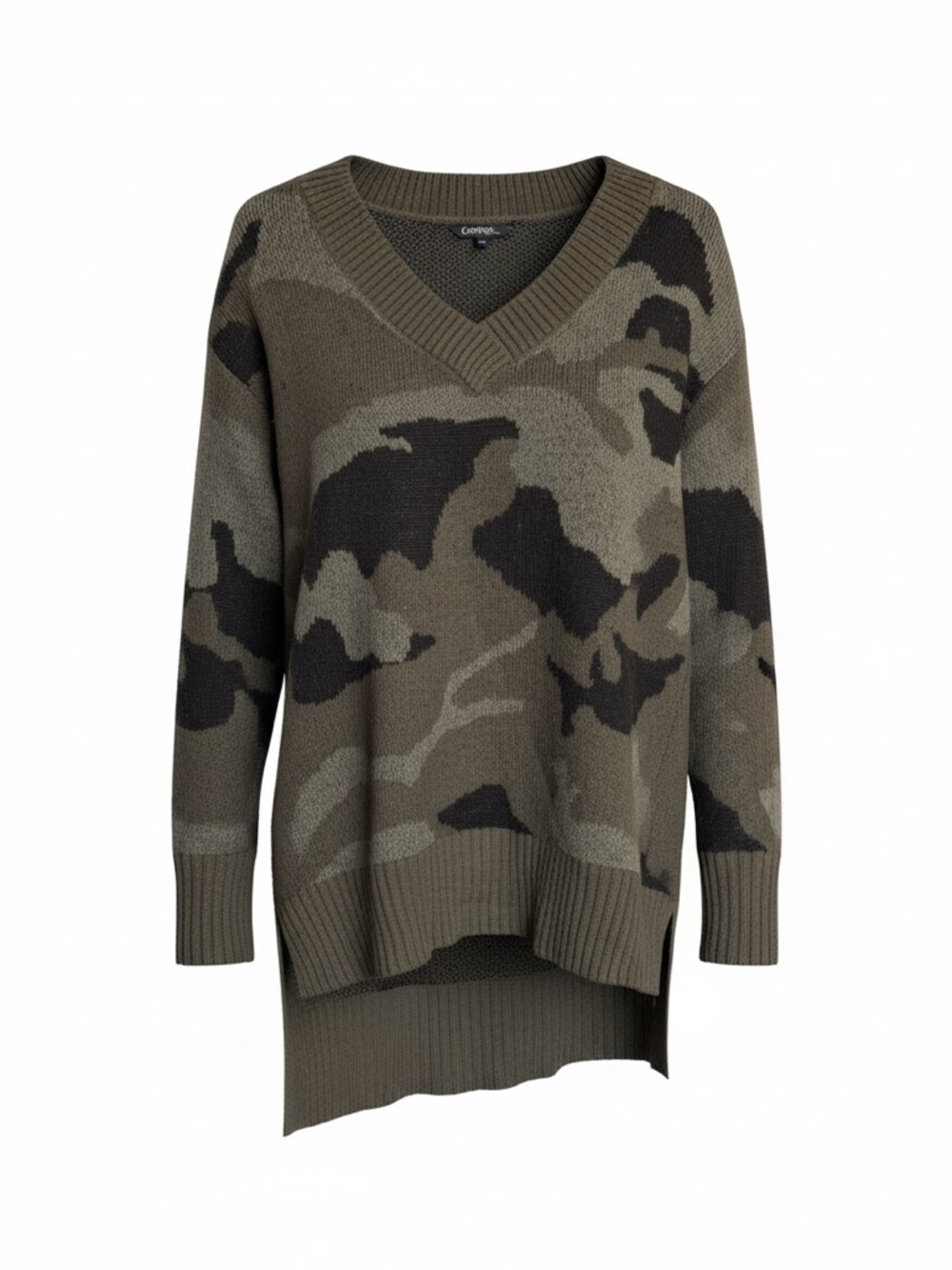 George Olive & Black Camo V-Neck Sweater